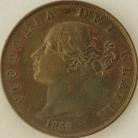 HALFPENCE 1859  VICTORIA 9 OVER 8 SCARCE NEF