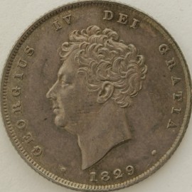 SHILLINGS 1829  GEORGE IV TINY EDGE KNOCK UNC T