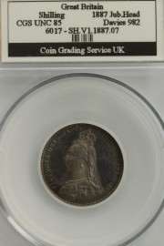 SHILLINGS 1887  VICTORIA JUBILEE HEAD PROOF ISSUE CGS SLABBED  CGS85