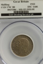 SHILLINGS 1933  GEORGE V CGS SLABBED  CGS80