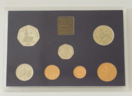 ENGLISH PROOF SETS 1982  Elizabeth II 1/2 P TO 50P (7 Coins with new 20p) 106,800 FDC
