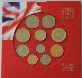 ROYAL MINT - UNCIRCULATED SETS 2003  Elizabeth II TWO POUND TO 1P (10 Coins) INCLUDES NEW TWO POUND AND 50P  BU