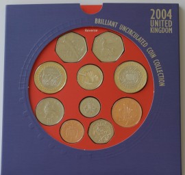 ROYAL MINT - UNCIRCULATED SETS 2004  Elizabeth II 1P TO TWO POUND (10 Coins) INCLUDES NEW TWO POUND AND 50P BU