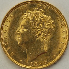 SOVEREIGNS 1825  GEORGE IV GEORGE IV BARE HEAD UNC LUS