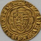 HAMMERED GOLD 1361 -1369 EDWARD III QUARTER NOBLE TREATY PERIOD LIS IN CENTRE MM CROSS POTENT GVF