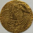 HAMMERED GOLD 1464 -1470 EDWARD IV RYAL (ROSE NOBLE) LIGHT COINAGE SMALL TREFOILS IN SPANDRELS LONDON MINT MM LONG CROSS FITCHEE GVF