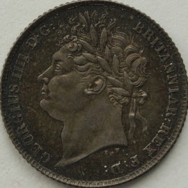 SIXPENCES 1825  GEORGE IV LAUREATE HEAD 2ND REVERSE UNC.T.