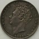 SIXPENCES 1826  GEORGE IV BARE HEAD UNC T