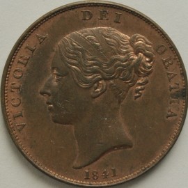 PENNIES 1841  VICTORIA NO COLON AFTER REG UNC LUS