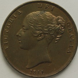 PENNIES 1841  VICTORIA NO COLON AFTER REG UNC T