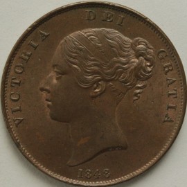 PENNIES 1848  VICTORIA 8 OVER 7  UNC