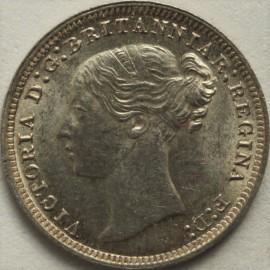 THREEPENCES SILVER 1875  VICTORIA                      BU