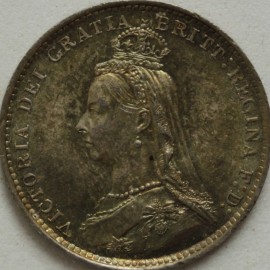 THREEPENCES SILVER 1887  VICTORIA JUBILEE HEAD SUPRB UNC T