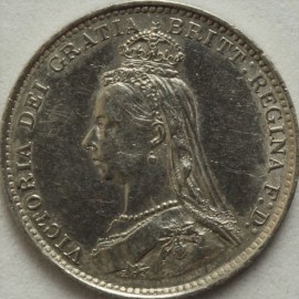 THREEPENCES SILVER 1887  VICTORIA JUBILEE HEAD UNC LUS