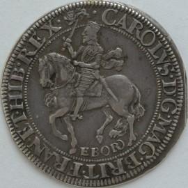 CHARLES I 1638 -1649 CHARLES I Halfcrown york mint tall horse mane in front of chest ebor below reverse oval shield mm lion a superb specimen NEF 