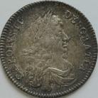 HALF CROWNS 1670  CHARLES II 3RD BUST SECUNDO V OVER S IN CAROLUS VERY RARE NEF