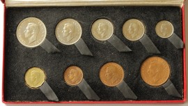 ENGLISH PROOF SETS 1950  George VI 1/4 D TO HALFCROWN (9 Coins) 17,513  FDC*
