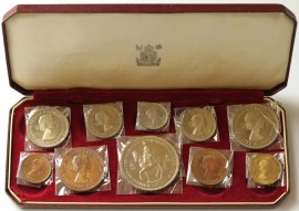 ENGLISH PROOF SETS 1953  Elizabeth II 1/4 D TO CROWN (10 Coins) 40,000  FDC*