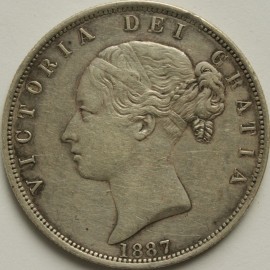 HALF CROWNS 1887  VICTORIA YOUNG HEAD SCARCE GVF
