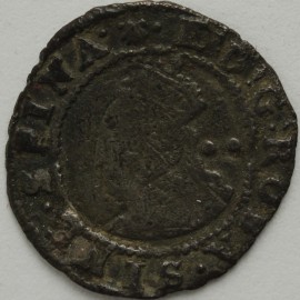 ELIZABETH I 1584 -1586 ELIZABETH I HALFGROAT. 6th issue. Without rose and date. MM Escallop.  GF