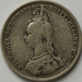 SHILLINGS 1889  VICTORIA SMALL HEAD VERY RARE GF