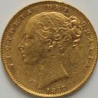 SOVEREIGNS 1862  VICTORIA LONDON SHIELD NARROW DATE VF