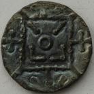 EARLY ANGLO SAXON PERIOD 710 -760 SECONDARY PHASE SILVER SCEATTA SALTIRE STANDARD AND GEOMETRIC SYMBOLS SUPERB TONE NEF