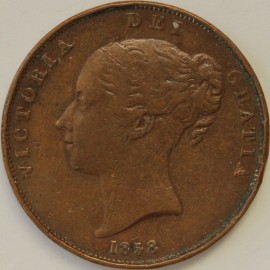 PENNIES 1858  VICTORIA NO WW VF