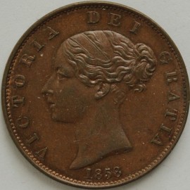 HALFPENCE 1858  VICTORIA 8 OVER 6 SCARCE NUNC LUS