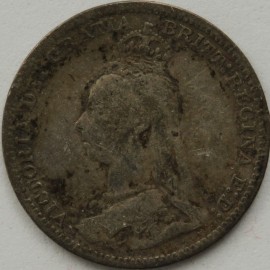 THREEPENCES SILVER 1893  VICTORIA JUB HEAD GF