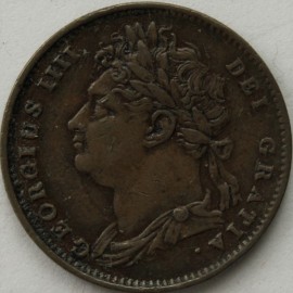 FARTHINGS 1825  GEORGE IV LEAF RIBS RAISED SCARCE GVF