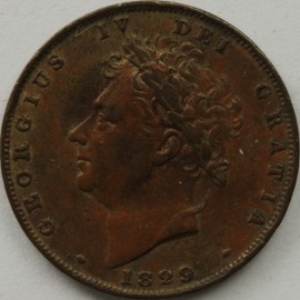 FARTHINGS 1829  GEORGE IV SCARCE GVF