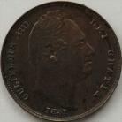 FARTHINGS 1831  WILLIAM IV INCUSE LINE ON SALTIRE GVF