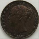 FARTHINGS 1839  VICTORIA NO COLONS AFTER DEF RARE VF