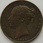 FARTHINGS 1844  VICTORIA EXTREMELY  RARE - TINY EDGE KNOCK GVF