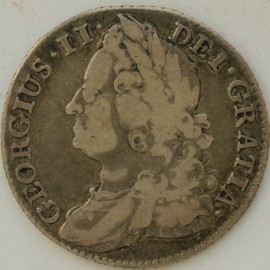 SHILLINGS 1743  GEORGE II ROSES 3 OVER 1 GF