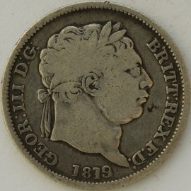 SHILLINGS 1819  GEORGE III 9 OVER 6 RARE GF