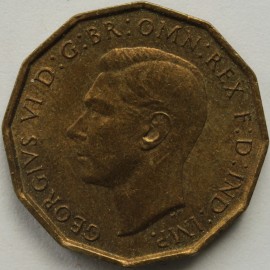 THREEPENCES BRASS 1938  GEORGE VI SCARCE SUPERB  UNC.T.