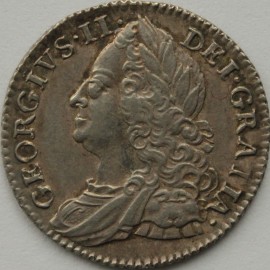 SIXPENCES 1751  GEORGE II OLD HEAD PLAIN RARE GEF