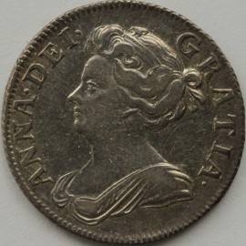 SHILLINGS 1708  ANNE 3RD BUST PLUMES  NEF/EF