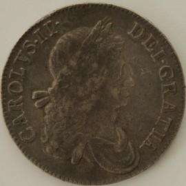 CROWNS 1662  CHARLES II 1ST BUST NO ROSE  NVF/GVF