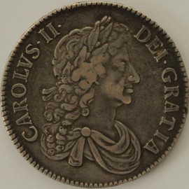 CROWNS 1671  CHARLES II 3RD BUST TERTIO GVF