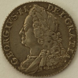 SHILLINGS 1750  GEORGE II 5 OVER 4 IN DATE ESC1732 GVF