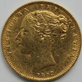 SOVEREIGNS 1853  VICTORIA LONDON SHIELD WW IN RELIEF GVF