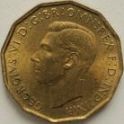 THREEPENCES BRASS 1941  GEORGE VI  UNC LUS