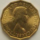 THREEPENCES BRASS 1953  ELIZABETH II BU