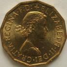 THREEPENCES BRASS 1960  ELIZABETH II BU