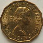 THREEPENCES BRASS 1962  ELIZABETH II BU