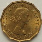 THREEPENCES BRASS 1964  ELIZABETH II BU