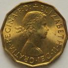 THREEPENCES BRASS 1967  ELIZABETH II BU